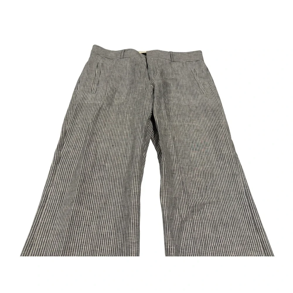 Banana Republic Trouser No. 718 Martin Fit Pants Women Size 8L Blue White Linen